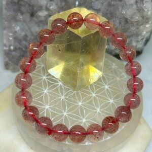 Strawberry Quartz 9MM Bead Stretch Bracelet